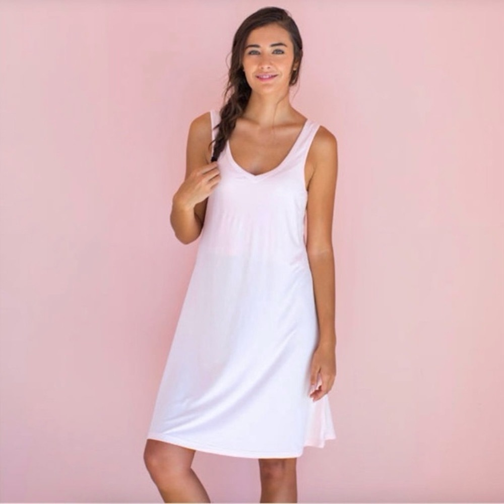Faceplant Dreamwear Pastel Pink V-Neck Sleeveless Tank Nightgown Size Small - Picture 3 of 16